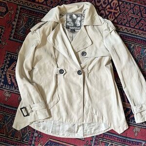 kensie Light Cream Double-Breasted Trench Coat